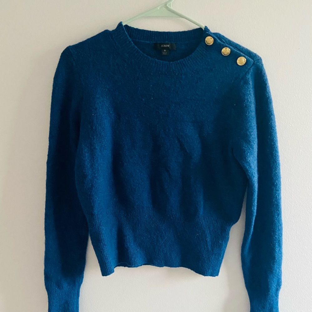 JCREW Blue sweater with gold buttons